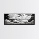 Ocean Bluff View, Seaside Hills, Coastal Forest Horizon, Framed Canvas Print, Nature Landscape Art, Living Room or Office Decor