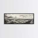 Desert Canyon Scene, Western Landscape, Vast Horizon, Framed Canvas Print, Rustic Wall Art, Neutral Earth Tones, Office Or Living Room