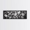 Zen Stones, Nature Texture, River Rock Closeup, Minimalist Photography, Framed Canvas Print, Spa Bathroom Wall Art, Modern Black White