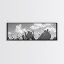 Prickly Pears, Cactus Heaven, Western Sky, Canvas Print, Boho Kitchen Wall Art, Desert Style Decor, Minimalist Black and White
