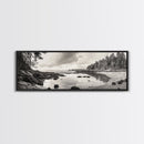 Tidal Pools, Coastal Calm, Forest Edge, Framed Canvas Print, Tranquil Bathroom Art, Pacific Northwest Decor, Nature Inspired Style