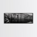 Quarry Wall, Rocky Cliff, Natural Reflection, Still Water, Framed Canvas Print, Industrial Wall Art, Man Cave Decor, Rustic Landscape Art