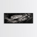 Coiled Rattlesnake, Wild Nature, Black and White, Canvas Print, Rustic Decor, Man Cave Wall Art, Cabin Style, Animal Photography, Moody Art