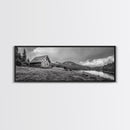 Cabin On Hill, Mountain Lake, Rustic Retreat, Canvas Print, Fall Wall Art, Cozy Home Decor, Adventure Landscape, Nature-Inspired Design