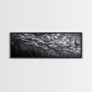 Liquid Texture Waves, Abstract Water Photography, Monochrome Art, Framed Canvas Print, Modern Living Room Wall Art, Nature-Inspired Decor