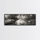 Woodland Creek Flow, Sepia Landscape Scene, Peaceful Forest Art, Canvas Print, Autumn Wall Decor, Rustic Living Room Artwork