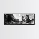 Coastal Rock Passage, Ocean Cliffside Art, Natural Texture Photography, Framed Canvas Print, Bathroom or Hallway Wall Art