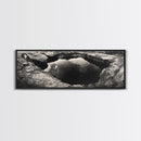Natural Rock Pool, Moody Water Reflection, Rustic Earth Photography, Canvas Print, Zen Bathroom Wall Art, Minimalist Nature Decor