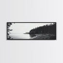 Forest Cliffs, Quiet Bay, Monochrome Coast, Canvas Print, Nature Photography, Modern Rustic Wall Art, Entryway or Office Decor