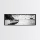 Rowboat, Sandy Cove, Island View, Canvas Print, Coastal Photography, Minimalist Beach Decor, Serene Bathroom or Bedroom Wall Art