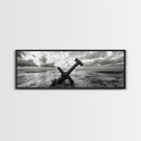 Seaside Iron Anchor, Rustic Beach Print, Nautical Ocean Art, Framed Canvas Print, Moody Wall Decor, Coastal Living Room Art
