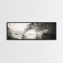 Ocean Barrel Wave, Surf Photography, Coastal Decor, Sepia Framed Canvas Print, Modern Beach House Bathroom or Living Room Wall Art