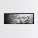Silver Fish Closeup, Underwater Life, Marine Wildlife Art, Black and White Framed Canvas Print, Coastal Bathroom or Den Wall Art