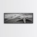 Starfish Closeup, Ocean Wave Motion, Coastal Macro Scene, Framed Canvas Print, minimalist beach decor, bathroom wall art, nautical vibe