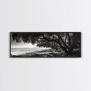 Ocean Trees, Shoreline Light, Majestic Forest, Beach Scene, Framed Canvas Print, Boho Wall Decor, Bedroom Art, Zen Coastal Artwork