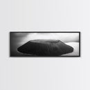 Island Volcano, Crater View, Aerial Landscape, Coastal Photography, Canvas Print, Nature Wall Decor, Bedroom Art, Monochrome Landscape