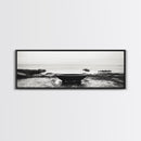 Coastal Boat, Ocean Horizon, Solitude Scene, Black and White Seascape, Canvas Print, Modern Bathroom Wall Art, Minimalist Decor