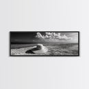 Beach Hat Scene, Coastal Escape, Sunny Seaside Moment, Framed Canvas Print, Modern Boho Bedroom Art, Summer Inspired Wall Decor