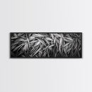 Textured Leaves, Monochrome Nature, Abstract Pattern, Botanical Wall Art, Framed Canvas Print, Modern Bedroom Art, Minimalist Decor