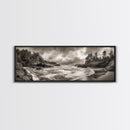 Wild Coastline, Rugged Waves, Stormy Shore, Nature Photography, Framed Canvas Print, Fall Living Room Wall Art, Rustic Coastal Decor