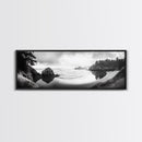 Forest Beach, Pacific Coast, Morning Mist, Tranquil Cove, Framed Canvas Print, Rustic Cabin Wall Art, Nature Landscape Photography