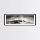 Sand Dune Storm, Coastal Winds, Black and White Nature, Framed Canvas Print, Neutral Wall Art, Hallway Decor, Minimalist Style