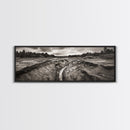 Rugged Riverbed Path, Forest Edge, Moody Terrain, Earthy Scene, Framed Canvas Print, Rustic Cabin Art, Autumn Entryway Decor
