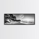 Forest Edge Beach, Coastal Sandscape, Sunset Sky, Canvas Print, Black and White Landscape, Coastal Living Room Art, Natural Vibes