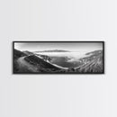 Mountain Road, Foggy Ocean View, Cliffside Drive, Framed Canvas Print, Scenic Wall Decor, Travel Photography, Modern Minimalist Art