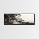 Forest Path, Misty Woods, Quiet Trail, Coastal Fog, Framed Canvas Print, Scandinavian Decor, Entryway Art, Minimal Nature Photography