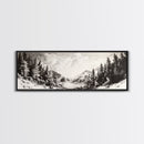Snowy Pines, Winter Landscape, Woodland Valley, Fine Art Nature, Framed Canvas Print, Cabin Wall Art, Mountain Decor, Rustic Winter Scene
