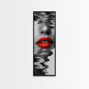 Red Lips, Reflections, Water Art, Surreal Beauty – Canvas Print, Glam Wall Art, Bathroom Decor, Black White Red Art, Fashion Aesthetic