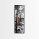 Rust Fence, Barbed Wire, Dramatic Sky, Framed Canvas Print, Abandoned Rural Art, Modern Industrial Decor, Grayscale Country Wall Art