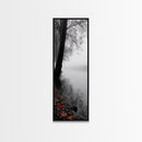 Foggy Shore, Autumn Path, Moody Nature Wall Art, Canvas Print, Fall Leaves, Serene Forest, Bedroom Decor, Woodland Landscape