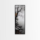 Foggy Lake, Autumn Forest, Peaceful Morning Landscape, Canvas Print, Minimalist Wall Art, Zen Bedroom Decor, Serene Fall Artwork