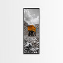 Mining Truck, Industrial Power, Bold Machinery, Construction Scene, Canvas Print, garage wall art, boys room decor, grunge wall art