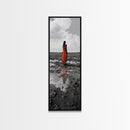Solitary Woman, Polka Dot Dress, Reflected Mood, Framed Canvas Print, Surreal Fine Art, Bedroom Wall Art, Contemporary Minimalist Style