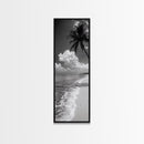 Tropical Palm, Beach Scene, Coastal Vibes, Framed Canvas Print, Relaxing Ocean Art, Bathroom Wall Decor, Minimalist Seaside Landscape