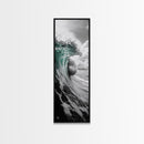Teal Wave, Ocean Power, Surf Break, Coastal Energy, Canvas Print, Bathroom Wall Art, Modern Ocean Photography, Minimalist Sea Decor