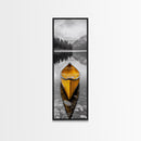 Yellow Canoe, Peaceful Lake, Mountain Reflections, Canvas Print, Nature Lover Gift, Minimalist Wall Art, Cabin Living Room Decor
