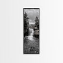 Waterfall Serenity, Mountain Stream Scene, Calming Nature Wall Art, Framed Canvas Print, Neutral Tones Decor, Bathroom or Spa Room Art
