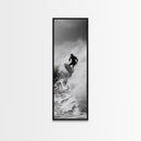 Surfer Wave, Extreme Sports, Ocean Power, Surf Culture, Dynamic Motion Shot, Framed Canvas Print, Coastal Teen Bedroom Wall Art
