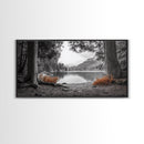 Forest Lake, Autumn Leaves, Nature Path, Woodland Style, Framed Canvas Print, Rustic Wall Art, Entryway Art, Cabin Wall Decor