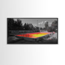 Abandoned Pool, Neon Water, Urban Decay, Vivid Glow, Canvas Print, Grunge Wall Art, Teen Bedroom Decor, Street Photography, Color Pop
