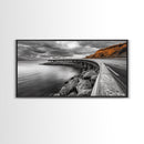 Cliffside Road, Autumn Drive, Ocean View, Stormy Sky, Canvas Print fall landscape art, modern hallway decor, minimalist travel scene