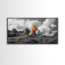 Painted Mountain Rocks, Colorful Nature Landscape, Bold Abstract Peaks, Framed Canvas Print, Living Room Wall Art, Modern Rustic Style
