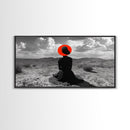Red Hat Woman, Surreal Desert, Fashion Silhouette, Framed Canvas Print, Minimalist Wall Art, Bold Modern Decor, Bedroom Gallery Style