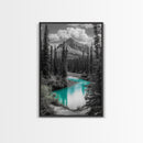 Mountain River, Turquoise Stream, Serene Nature Scene, Canvas Print, Living Room Wall Art, Minimal Landscape Decor, Cabin Vibes