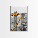 Yellow Fence Wire, Rustic Barbed Wire, Country Fence, Framed Canvas Print, Farmhouse Wall Art, Minimalist Rustic Home Decor