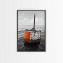 Ocean Buoy Art, Nautical Minimalism, Coastal Wall Decor, Industrial Seascape, Framed Canvas Print, Rustic Ocean Art, Bathroom Wall Art